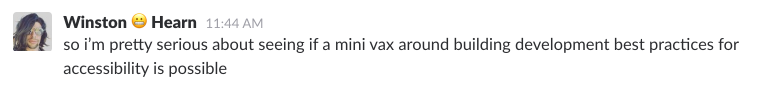 A slack convo talking about planning an accessibility meetup